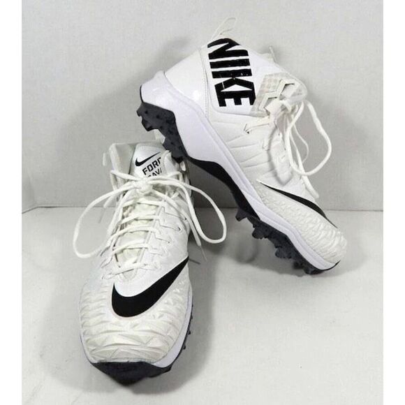 Nike Men's 14.5 Force Savage Rubber Football Cleats White Black Swoosh Athletic - Picture 1 of 13